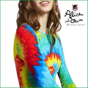 Alice + Olivia Delaina Rainbow tie dye top